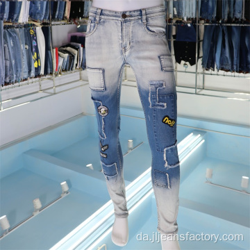 Brugerdefinerede mænds multi-mønsterkontrast jeans